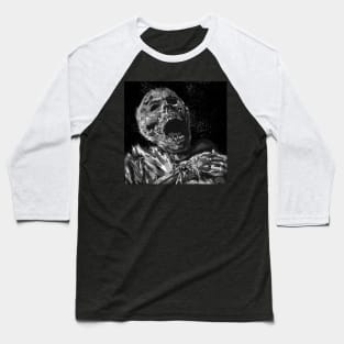 Cosmic Mummy in Black and White Baseball T-Shirt